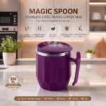 MAGIC SPOON Stainless Steel Travel Coffee Mug with Handle, Insulated Tea Cup, BPA-Free Double Wall Tumbler for Hot-Cold Beverages, Office, Home,Car- Pista-Purple, (Combo Pack (300ml X 2)) - Image 2