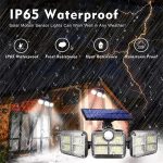 Solar Motion Sensor LED Bright White Light Outdoor for Home Wall Room Balcony Garage Backyard Garden with 122 LEDs and 3 Adjustable Heads and Remote Control (Pack of 1) - Image 2