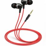 MX in-Ear Headphones – Black & Red, Crystal Clear Sound, Noise Isolation, High Bass Wired Earbuds with Tangle-Free Cable, Comfortable Fit, Aux Port (No Mic)