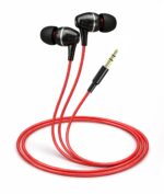 MX in-Ear Headphones – Black & Red, Crystal Clear Sound, Noise Isolation, High Bass Wired Earbuds with Tangle-Free Cable, Comfortable Fit, Aux Port (No Mic)
