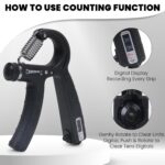 Fitness Mantra® Counter, 10 KG to 60 KG Weight Adjustable Professional Counter Hand Gripper for Men & Women, Polypropylene Finger Exerciser, Power Gripper, Black - Image 5