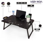 VISBY INDIA Smart Multipurpose Foldable Laptop Table with Cup Holder, Study Table, Bed Table, Breakfast Table, Foldable and Portable/Ergonomic & Rounded Edges/Non-Slip Legs (Flower Cotted) - Image 3