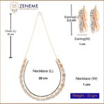 ZENEME Women American Diamond Studded Intrcately Designed Leaf Shaped Necklace With Earring Jewellery Set For Women and Girl (Style 4) - Image 5