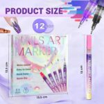 12 Color Nail Art Pen Set with 0.5mm Fine Tip – Waterproof Quick Dry DIY Nail Polish Pens for Nail Painting & Manicure Art - Image 2