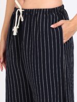 Alan Jones Clothing Women's Linen Blend Striped Easy Pants | Wide Leg Straight Fit | Lightweight Breathable Summer Trousers with Pockets - Image 5