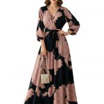 Modestouze Attires Dress for Women Western, Maxi Dresses, One Piece Long Gown Outfit, Floral Print, V Neck Design, Clothing, Western Outfit for Women
