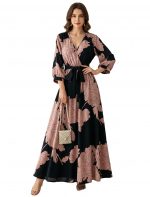 Modestouze Attires Dress for Women Western, Maxi Dresses, One Piece Long Gown Outfit, Floral Print, V Neck Design, Clothing, Western Outfit for Women