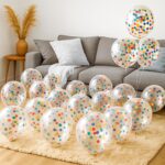Party Propz Multicolor Confetti Balloons For Birthday - Set of 21 Pcs Confetti Balloons for Decoration | Multicolour Balloons For Decoration | Transparent Balloon For Decorations (Latex)