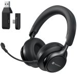 Portronics Muffs M7 Over Ear Headphone with USB-A & Type C 2.4Ghz Receiver, Detachable Boom Mic, Upto 50 Hours Playtime, Deep Bass, Bluetooth V5.4, 40mm Dynamics Driver, Type C Fast Charging(Black)
