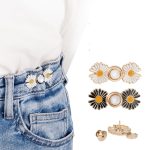 SHUTTLE ART 2pcs Jeans Button Pins Waist Tightener Set, No Sewing Required, Flower Jean Buttons Pins,Adjustable Waist Buckle Set,Buttons for Loose Jeans Button Waist Adjuster for Pants Skirts