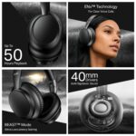 boAt Rockerz 371, 40mm Drivers, 50hrs Battery, 60ms Low Latency, ENx Tech, BT v5.4, Foldable Cups, Voice Assistant, Bluetooth Headphones, Wireless Headphone with Mic (Black Sabre) - Image 2