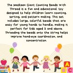 Counting Beads with Thread Educational Toy for Counting & Pattern Learning | Fun & Safe Bead Set for Kids | Enhances Fine Skills for Ages 3+, Multicolor - Image 4