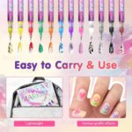 12 Color Nail Art Pen Set with 0.5mm Fine Tip – Waterproof Quick Dry DIY Nail Polish Pens for Nail Painting & Manicure Art - Image 7