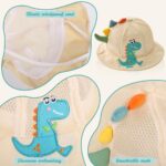 PATPAT® Dinosaur Summer Cap for Baby Boy 1-2 Years Old, UPF 50+ Sun Protection Bucket Hat Kids Cap, Breathable Mesh Baby Hat Caps for Kids Girls Boys Cute Fashion Sunshade Gift for Boys Girls - Image 3