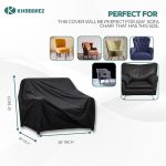 KHOOBREZ 1 Seater Sofa Chair Cover, Water-Resistant Dustproof Windproof Outdoor Furniture Protector, Heavy Duty Silver-Coated Material for Garden Patio Balcony Indoor Use, 35 x 38 x 31 Inch, Black - Image 2