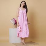 Printed Nighty Slip Gown for Women - 100% Cotton Combed Hosiery, Sleeveless Solid Pattern Maxi Length Nightwear, Soft Fabric.Combo (Pack of 2) - Image 4