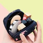 T ESSENTIALS Small Pouch for Women Girls Sanitary Napkin Bag Menstrual Pad Bag Makeup Organizer Cosmetic Bag Mini Travel Pouch for Charger Earphone Accessories Organizer for Handbag & Purse (Blue) - Image 3