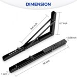 Foldable Shelf Bracket 16 Inch Heavy Duty, Folding Table Bracket Wall Mounted Support for Fold Down Table, Workbench, Kitchen Counter, Study Desk & Space Saving Shelf, Black Metal Bracket Pack of 2 - Image 2