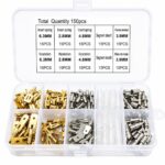 150PCS Automotive Electrical Terminal Assortment cable jointer Kit, Brass Spade Crimp Pins, Quick Disconnect Connectors, Multi size male female Terminals Wiring Repair Set with Storage Box