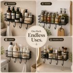 KBV Bathroom Organizer Without Drill, GI Steel Self Adhesive Bathroom Shelf for Wall, Wall Mounted Bathroom Stand, Rust Resistant CED Powder Coated Bathroom Accessories Storage Rack, Black, Pack of 4 - Image 7