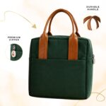 United Colors of Benetton Lunch Bag for Women & Men, Insulated Bag, Tiffin Lunch Bag for Office/College/School, Bottle Holder, Lightweight, Durable Handles, Multiple Pockets (Dark Green) - Image 4