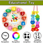 Wooden Learning Clock with Bead Lace Educational Digital Analog Number Shape and Color Learning Montessori Toy for Kids - Image 6