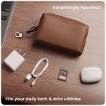 eo Travel Organizer Pouch | Toiletry Pouch for Men & Women | Mini Cable Organiser Bag for Travel, Tech, Charger & Laptop Cable Pouches with Carabiner, Super Smooth Zipper (Brown) - Image 3
