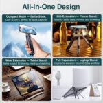 Aluminium Alloy Folding and Height Adjustable Stand Compatible with Laptop, Mobile and iPad, with Magnetic Feature for iPhone, Grey, 2026 Model - Image 6