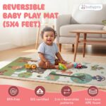 BabyPro 5mm Reversible Baby Playmat, 5 x 4 ft Foldable Mat, Jungle Galaxy | Waterproof, BPA-Free XPE Foam, Non-Toxic Bounce-Back Cushion, XL - Image 2