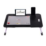 Wood Smart Multipurpose Foldable Laptop Table with Cup Holder, Study Table, Bed Table, Breakfast Table, Portable,Ergonomic & Rounded Edges/Non-Slip Legs (New Black) - Image 5
