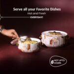 SELVEL Elegance Casserole | Advanced PU Insulation | Elegant Design Hot Pot | Hot Case Keeps Food Hot & Fresh for Hours | Serve Chapati, roti, Biryani and More (Royal Ceramica, Set Of 2 (1200 Ml & 700 Ml)) - Image 3