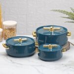 Selvel Elegance Inner Steel Casserole Set of 3 (1700ml, 1200ml, 600ml)|BPA Free|Advanced P.U. Insulation|Keeps Food hot & Fresh Chapati, Roti, Biryani and More (Emerald Green) - Image 3