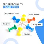 YAJNAS® 100 Pieces Transparent Multicolor Push Pins/Thumb/Tracks Pins & Gem Pins for Notice Boards, Soft Boards, Bulletin Boards, Display Boards—Ideal for Office, Home, School, Shop, Craft Work - Image 2