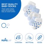 MumsLap Baby Socks for Boys and Girls | Cotton Blend Ankle Length Winter Socks for Newborns Infants Toddlers | Soft Breathable Terry Socks with Sweat Absorption, 5 Pairs (White, Blue, 0 to 12 Months) - Image 2