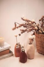 PUREZENTO Rustic Ceramic Bud Vase - Set of 3 | Centerpiece & Showpiece for Home Decor, Living Room, Bookshelf & Tabletop Styling | Decorative Vase for Pampas Grass, Dried & Artificial Flowers - Image 7