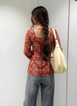 ANNI Designer Women’s Viscose Blend Printed Short Kurti | Straight Fit Casual Ethnic Top | Square Neck Full Sleeve Kurta Office College - Image 2