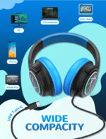 iClever Kids Wired Headphones with LED Light, 85dBA Safe Volume Kids Headphone with Cord, Stereo Sound Foldable Adjustable, USB C Kid Headphones for School/Boys/Girls/iPad, Blue Black - Image 5