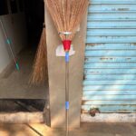 Krishna Natural Garden Broom with Steel Rod Handle | Heavy Duty Outdoor Jhadu for Yard, Lawn, Garage & Street Cleaning | 4 Ft Long Handle (2 Refill)