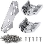 30PCS Universal Furniture Corner Connector, Small Metal Corner Brackets for Wood, Hardware Corner Brace Triangle Support Bracket, Angle Bracket L Brackets for Shelves Cabinet Drawer with 120 Screws