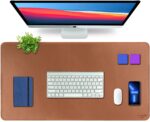 V-CUBE Designs Premium Vegan Leather Desk Mat 90X45cm 2.4mm Thick&Padded|Laptop Mat/Extended Mouse Pad/Stitched, Reversible, Sturdy Deskspread with High Tear/Peel Strength|Anti-Slip,Splash-Proof| Tan