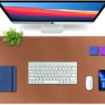 V-CUBE Designs Premium Vegan Leather Desk Mat 90X45cm 2.4mm Thick&Padded|Laptop Mat/Extended Mouse Pad/Stitched, Reversible, Sturdy Deskspread with High Tear/Peel Strength|Anti-Slip,Splash-Proof| Tan