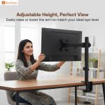 BonKaso Adjustable Single Arm Monitor Stand for Desk | Alloy Steel Durable Mount for 13”-27” Screens | 360° Rotation, Height Adjustable, Cable Management, Space Saving Monitor Arm (Black & White) - Image 4