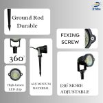 D'Mak Aluminium 5 Watt Warm White Waterproof Spike LED Garden Light for Outdoor Purposes (Pack of 10) - Image 4