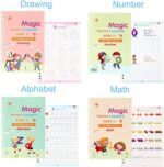 SHNMN Sank Magic Practice Copybook, (4 BOOK +1 PEN + 10 REFILL) Number Tracing Book for Preschoolers with Pen, Magic calligraphy books for kids Reusable Writing Tool - Image 3