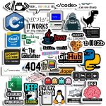 34pcs Coder Aesthetic Sticker Pack from animo india Perfect for Laptop Computer Car Water Bottle Travel Case Guitar Luggage Motorbikes(Hd Colors, Non Residue Removal)…
