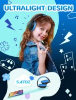iClever Kids Wired Headphones with LED Light, 85dBA Safe Volume Kids Headphone with Cord, Stereo Sound Foldable Adjustable, USB C Kid Headphones for School/Boys/Girls/iPad, Blue Black - Image 4