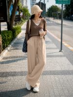 CHICSTIT Women Cotton Wide Leg Trousers | Elastic Waist High Rise Palazzo Pants | Loose Fit/Straight Fit Casual Lounge Pants with Pockets - Image 5