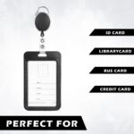 GLUN® Pack of 2 Sliding Badge Holders, Hard Black Vertical Card Case with Retractable Reel & Carabiner for Office, School ID, Credit, Key Cards & Driver’s License - Image 8