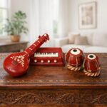 Premium Terracotta Clay Miniature Musical Instruments Combo | Handmade Clay Tabla Veena Harmonium Showpiece for Home Decor, Return Gift, Table Decoration, Indian Handicraft (Large) - Image 5