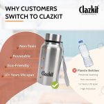 Clazkit Stainless Steel Water Bottle, 500 ml - Single-Walled, Spill-Proof, Food Grade Steel | Fridge, Office, School, Travel, Gym, Car (Silver) - Image 5